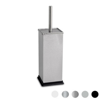 Harbour Housewares Brushed Toilet Brush And Holder - Square Brush With Non Slip Base Rust Resistant Toilet Cleaning Brush Set - image 1