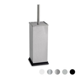 Harbour Housewares Brushed Toilet Brush And Holder - Square Brush With Non Slip Base Rust Resistant Toilet Cleaning Brush Set - thumbnail 1