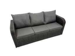 Fimous Outdoor 3 Seater Sofa Coffee Table Set Garden Rattan Furniture Set 9 Seater With 3 Stool Side Table Dark Grey - thumbnail 4