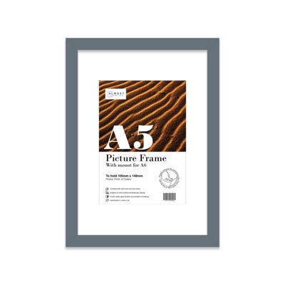 A5 Grey Picture Frame With Mount For A6 (10.5 X 14.8Cm - 4.1 X 5.8In) Poster, Photo, Artwork, Or Print. - image 1