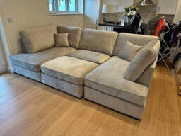 Berlin 5 Seater U Shaped Plush Fabric Corner Sofa Steel Grey - thumbnail 2