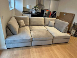Berlin 5 Seater U Shaped Plush Fabric Corner Sofa Steel Grey - thumbnail 3