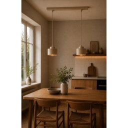 Luminosa Lighting Luminosa Simply Bar Pendant Ceiling Light Beige 2X E27 - thumbnail 2