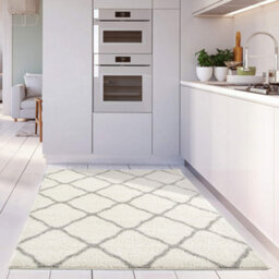 The Rugs Moroccan Shaggy Rugs And Runners Soft  High Pile Ivory And Grey Living Room Kitchen Hallway 700 - thumbnail 6