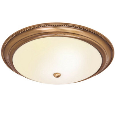 Semi Flush Ceiling Light Brass & Frosted Glass Large Round Dome Traditional Lamp - image 1