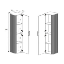 Heze Furniture Elegance Glamour Style Tall Bathroom Cabinet In Cashmere - thumbnail 9