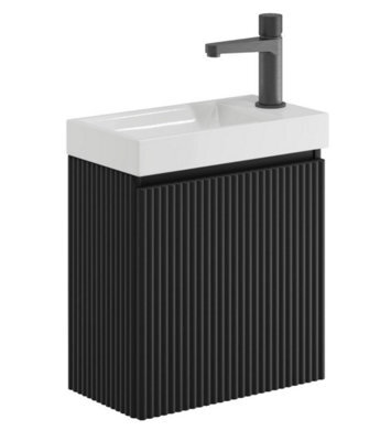 Corso Bathrooms Stripe Wall Mounted Cloakroom Fluted Black Basin Vanity Unit Inc Basin - image 1