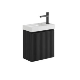 Corso Bathrooms Stripe Wall Mounted Cloakroom Fluted Black Basin Vanity Unit Inc Basin - thumbnail 2