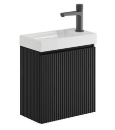 Corso Bathrooms Stripe Wall Mounted Cloakroom Fluted Black Basin Vanity Unit Inc Basin - thumbnail 1