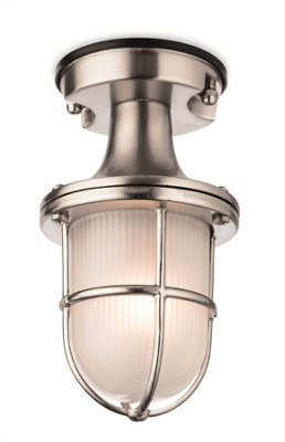 Luminosa Lighting Luminosa Nautic 1 Light Outdoor Flush Light Nickel With Frosted Glass Ip54, E27
