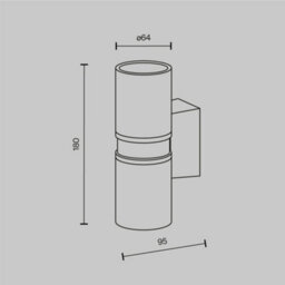 Luminosa Lighting Luminosa Bowery Outdoor Up Down Wall Lamp Black, Brass Ip54 2Xgu10 - thumbnail 3