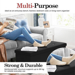 Black Ottoman Storage Footstool For Living Room - thumbnail 5