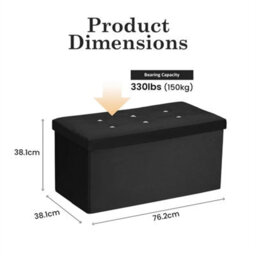 Black Ottoman Storage Footstool For Living Room - thumbnail 2