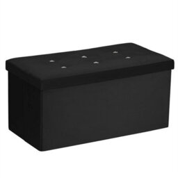 Black Ottoman Storage Footstool For Living Room