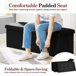 Black Ottoman Storage Footstool For Living Room - thumbnail 3