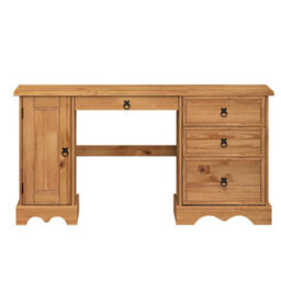 Large Wide Solid Pine Straight Computer Desk Rustic Wooden Office Table