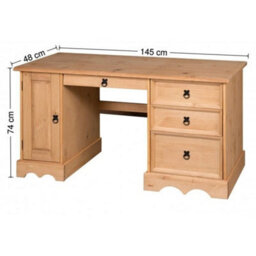 Large Wide Solid Pine Straight Computer Desk Rustic Wooden Office Table - thumbnail 2