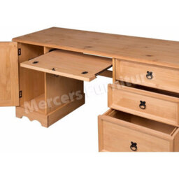 Large Wide Solid Pine Straight Computer Desk Rustic Wooden Office Table - thumbnail 3