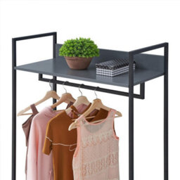 Timber Art Design Zahra Bedroom Double Open Wardrobe 4 Shelves Furniture Storage Cupboard Dark Grey - thumbnail 4
