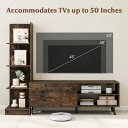Tv Stand For Tvs Up To 50 Inches Entertainment Center With Bookshelf-Brown - thumbnail 3