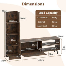 Tv Stand For Tvs Up To 50 Inches Entertainment Center With Bookshelf-Brown - thumbnail 2
