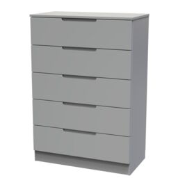 Messina Ready Assembled Matt Grey No Effect 5 Drawer Wide Chest (H)1067mm (W)740mm (D)390mm - thumbnail 2
