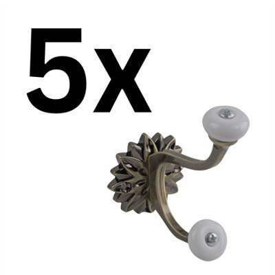 Keypak 5 Pack Sunflower Brushed Brass Hook - Modern Wall Hook For Coats, Robes & Towels - image 1