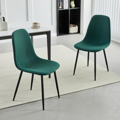 MCC Direct Set Of 2 Teddy Faux Fur Stitched Design Dining Chairs Green Bella By Mcc