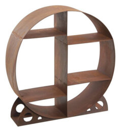 Inspirational Gifting Steel Round Log Store & Shelves Metal Log Holder Log Storage In Rustic - thumbnail 4