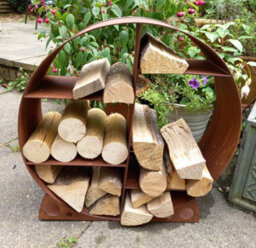 Inspirational Gifting Steel Round Log Store & Shelves Metal Log Holder Log Storage In Rustic