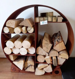 Inspirational Gifting Steel Round Log Store & Shelves Metal Log Holder Log Storage In Rustic - thumbnail 2