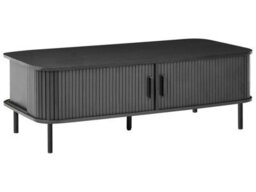 Wyld And Coco Nordicnest Coffee Table Black Mdf Metal Legs 120X60 Cm Sliding Cabinet - thumbnail 3