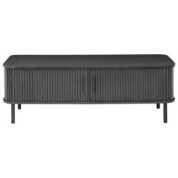 Wyld And Coco Nordicnest Coffee Table Black Mdf Metal Legs 120X60 Cm Sliding Cabinet - thumbnail 1