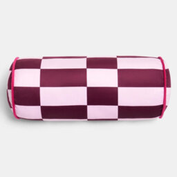 Ohs Checkerboard Matte Velvet Bolster Pillow Soft Cylindrical Cushion - thumbnail 3