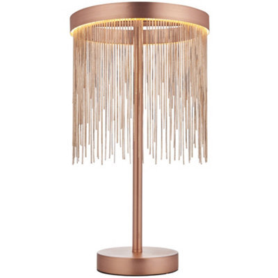 Brushed Copper Table Lamp Light & Waterfall Chain Shade - Integrated Led Module - image 1