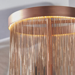 Brushed Copper Table Lamp Light & Waterfall Chain Shade - Integrated Led Module - thumbnail 5