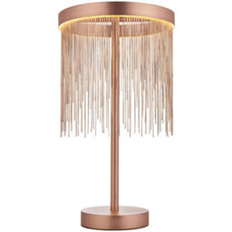 Brushed Copper Table Lamp Light & Waterfall Chain Shade - Integrated Led Module - thumbnail 1