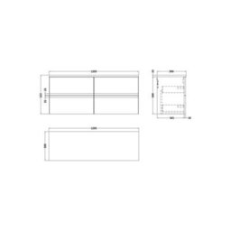 Balterley Mavesyn Contemporary 4 Drawer Wall Hung Vanity Unit With Laminate Worktop, Satin White, 1200mm - thumbnail 2
