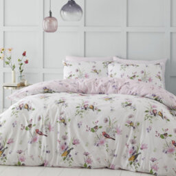 Catherine Lansfield Bedding Songbird Duvet Cover Set With Pillowcases Pink - thumbnail 1