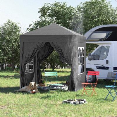 Outsunny 2X2M Pop Up Gazebo Canopy Marquee W/ Carry Bag, Black - image 1