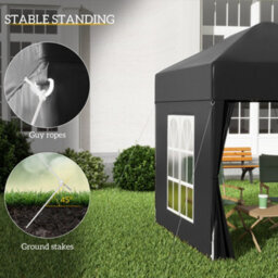 Outsunny 2X2M Pop Up Gazebo Canopy Marquee W/ Carry Bag, Black - thumbnail 6