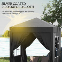 Outsunny 2X2M Pop Up Gazebo Canopy Marquee W/ Carry Bag, Black - thumbnail 5