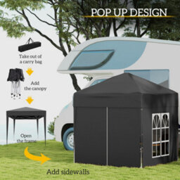 Outsunny 2X2M Pop Up Gazebo Canopy Marquee W/ Carry Bag, Black - thumbnail 4