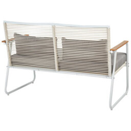 Beliani Garden Set White Steel 4-Seater Lounge Set With Grey Cushions And Table - thumbnail 8