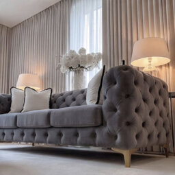 Sofaya Monaco Chesterfield Grey Velvet Sofa Set - 1,2,3 Seater & 3+2 Seater Set Deep Buttoned Cushions Upholstery Couch Settee - thumbnail 3