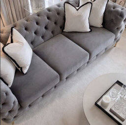 Sofaya Monaco Chesterfield Grey Velvet Sofa Set - 1,2,3 Seater & 3+2 Seater Set Deep Buttoned Cushions Upholstery Couch Settee - thumbnail 4