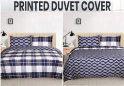 Ameha Printed Duvet Cover 3 Piece Set Navy Check Design Reversible & Skin-Friendly Super King Size (260X220Cm) - thumbnail 1