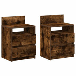 Berkfield Bedside Cabinets 2 Pcs With 2 Drawers Smoked Oak 40X33X60 Cm - thumbnail 2