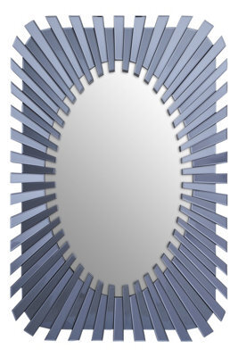 Orsina Grey Rectangular Sunburst Wall Mirror, Contemporary Starburst Accent Mirror For Living Room & Hallway - image 1