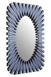 Orsina Grey Rectangular Sunburst Wall Mirror, Contemporary Starburst Accent Mirror For Living Room & Hallway - thumbnail 2